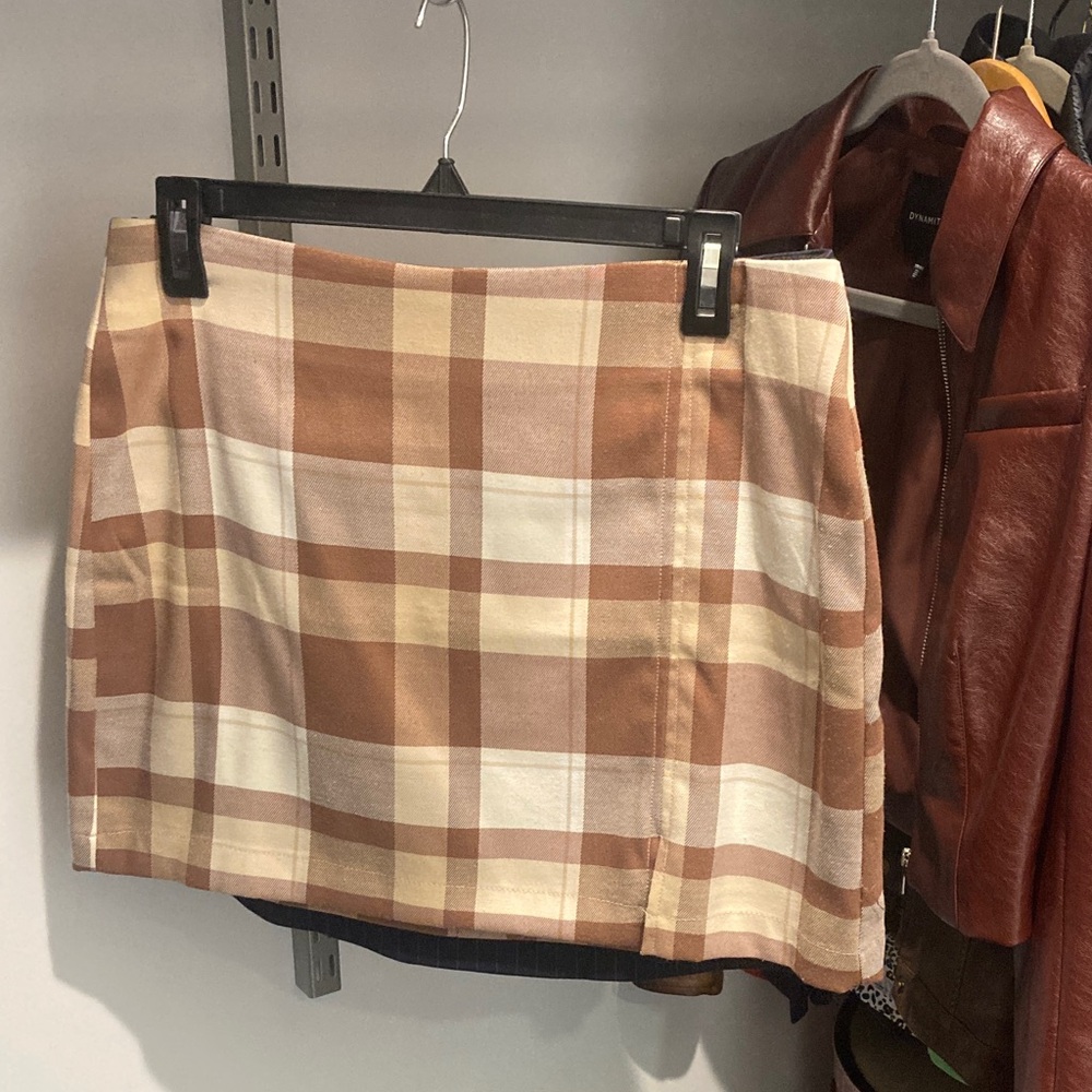 Plaid Tan and Cream Women's Skirt